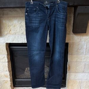 7 For All Mankind Dark Blue Denim Jeans (32W x 30L)